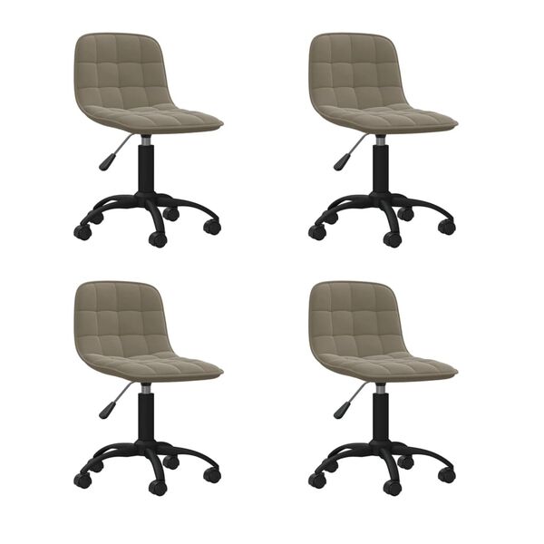 vidaXL Chaises &agrave; manger pivotantes lot de 4 Gris clair Velours