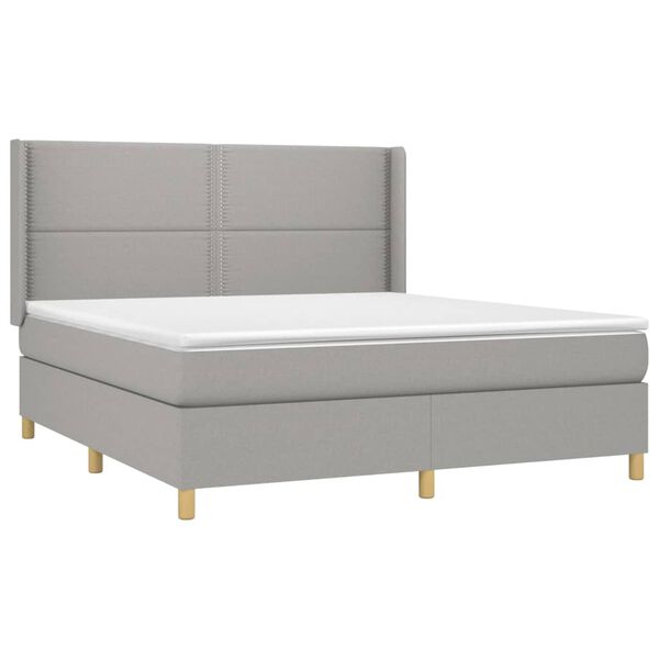 vidaXL Sommier &agrave; lattes de lit avec matelas Gris clair 180x200cm Tissu