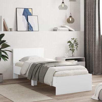 vidaXL Cadre de lit sans matelas avec tête de lit blanc 90x190 cm