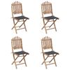 vidaXL Mobilier &agrave; d&icirc;ner d'ext&eacute;rieur pliable 5 pcs avec coussins bambou