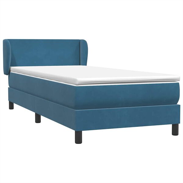 vidaXL Sommier &agrave; lattes de lit et matelas bleu fonc&eacute; 90x220 cm velours