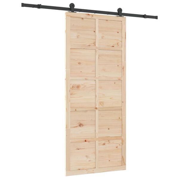 vidaXL Porte coulissante Marron 90 x 208 cm Bois de pin massif