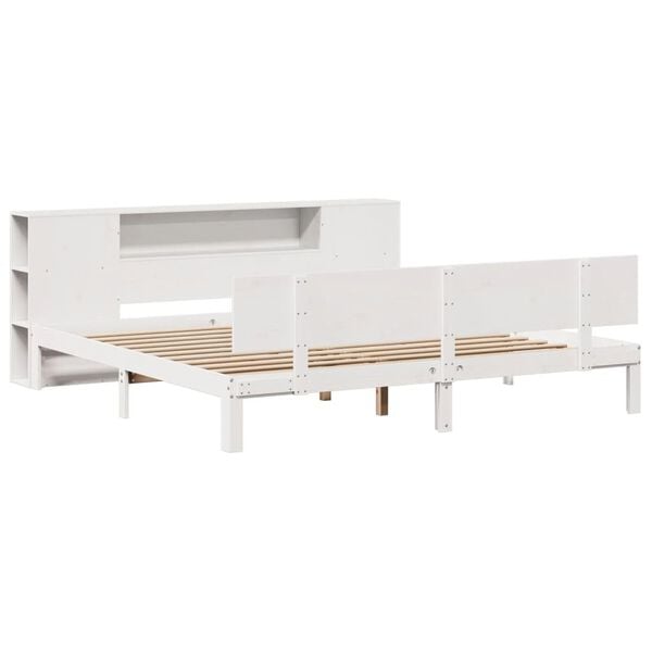 vidaXL Lit bibliothèque sans matelas blanc 180x200 cm bois pin massif