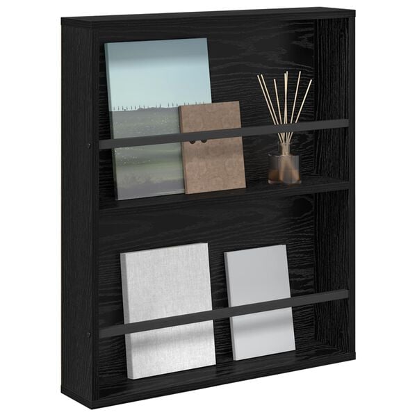 vidaXL &Eacute;tag&egrave;re &agrave; magazines avec &eacute;tag&egrave;re Ch&ecirc;ne noir 60 x 12 x 70 cm