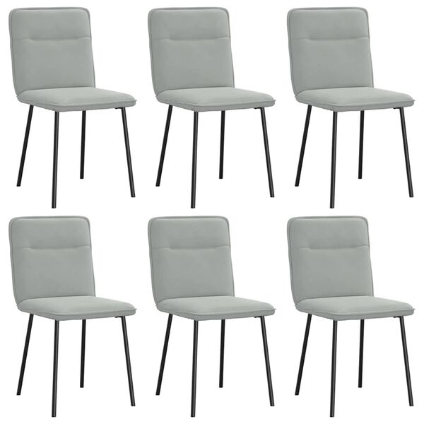 vidaXL Chaises &agrave; manger lot de 6 gris clair velours
