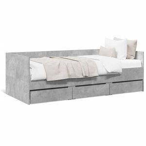 vidaXL Lit de jour avec tiroirs sans matelas gris b&eacute;ton 90x200 cm