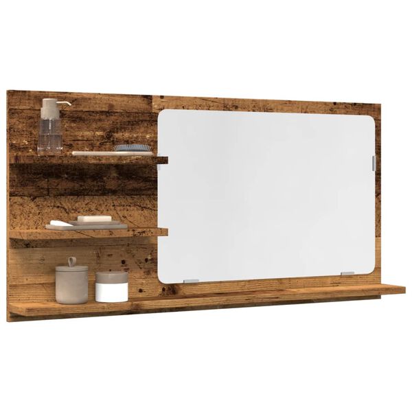 vidaXL Armoire à miroir de salle de bain vieux bois bois d'ingénierie
