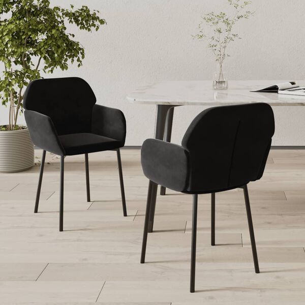 vidaXL Chaises &agrave; manger lot de 2 Noir Velours