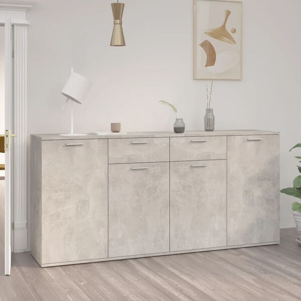 vidaXL Buffet Gris béton 160x36x75 cm Bois d'ingénierie
