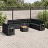 vidaXL Salon de jardin 11 pcs avec coussins noir r&eacute;sine tress&eacute;e