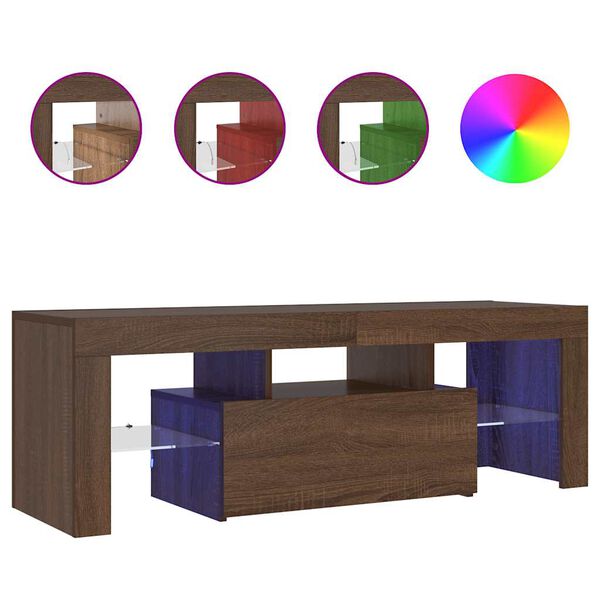 vidaXL Meuble TV avec lumi&egrave;res LED ch&ecirc;ne marron 120x35x40 cm