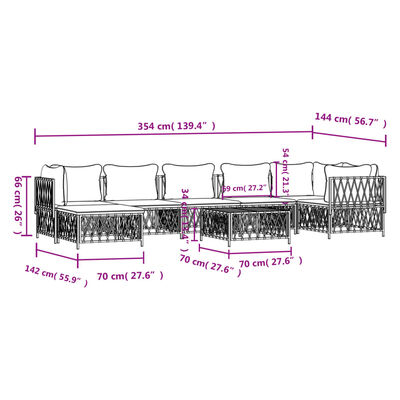 vidaXL Salon de jardin 8 pcs avec coussins anthracite acier