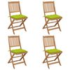 vidaXL Chaises pliables de jardin lot de 4 avec coussins Bois d'acacia
