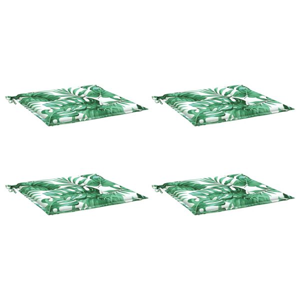 vidaXL Coussins de chaise lot de 4 motif de feuilles 40x40x4 cm tissu