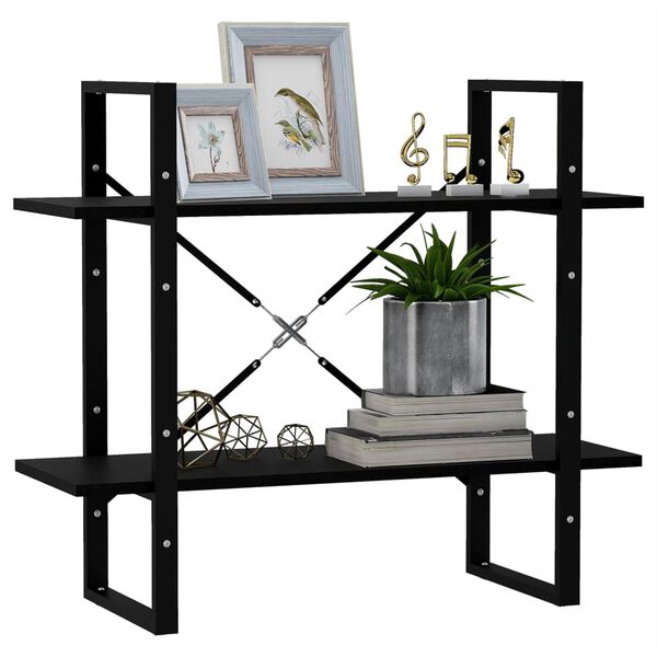 vidaXL Biblioth&egrave;que &agrave; 2 niveaux Noir 80x30x70 cm Bois de pin massif