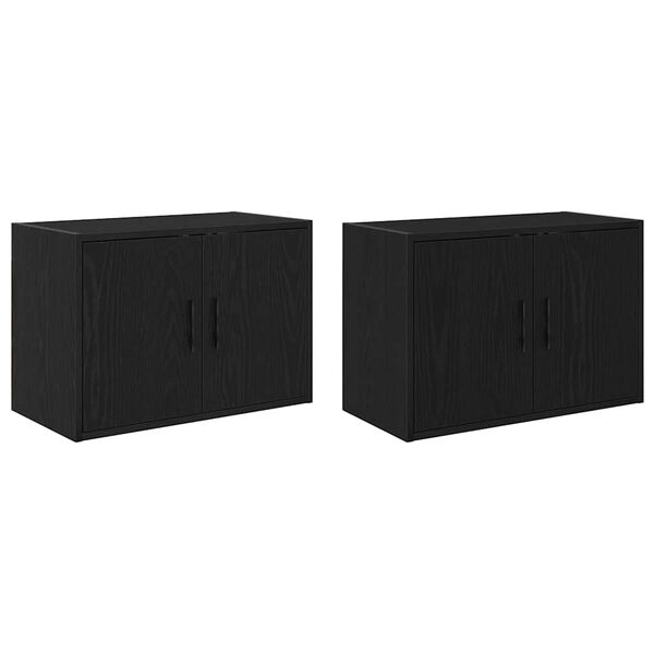 vidaXL Armoires murales de garage 2 pcs noir bois d'ing&eacute;nierie