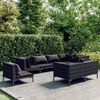 vidaXL Salon de jardin 8 pcs avec coussins R&eacute;sine tress&eacute;e Gris fonc&eacute;