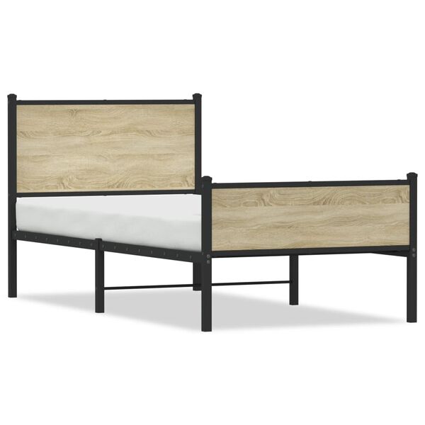 vidaXL Cadre de lit en m&eacute;tal sans matelas ch&ecirc;ne sonoma 100x200 cm