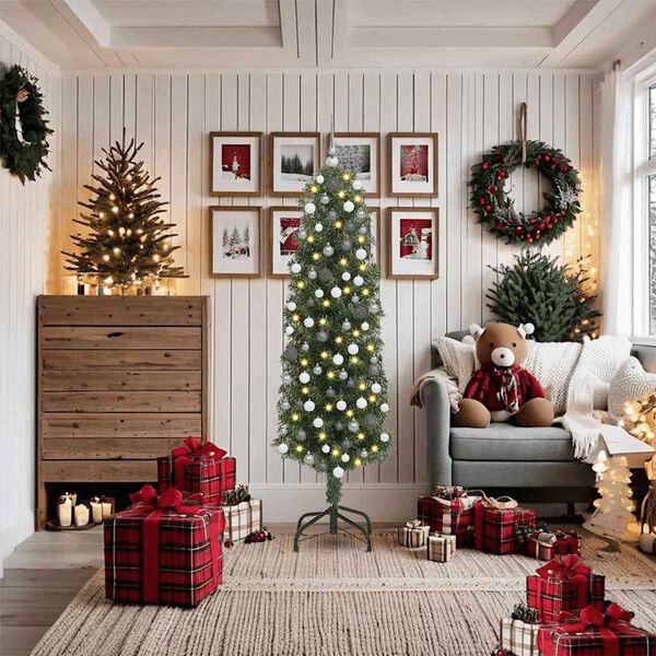 vidaXL Sapin de No&euml;l artificiel Vert 180 cm PVC et acier et plastique