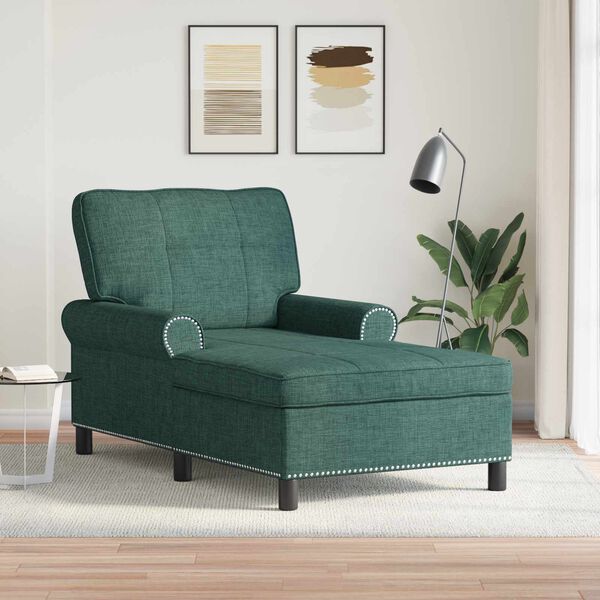 vidaXL Chaise longue avec coussin Vert foncé 91 x 157 x 91 cm tissu