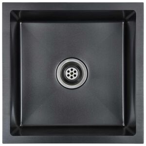 vidaXL &Eacute;vier de cuisine fait &agrave; la main Noir Acier inoxydable