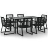 vidaXL Ensemble &agrave; manger de jardin 7 pcs Noir Rotin PVC