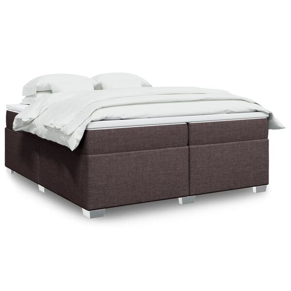 vidaXL Sommier &agrave; lattes de lit avec matelas Marron fonc&eacute; 200x200 cm