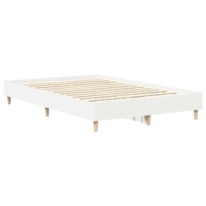 vidaXL Cadre de lit Blanc 137 x 190 cm Bois d'ing&eacute;nierie