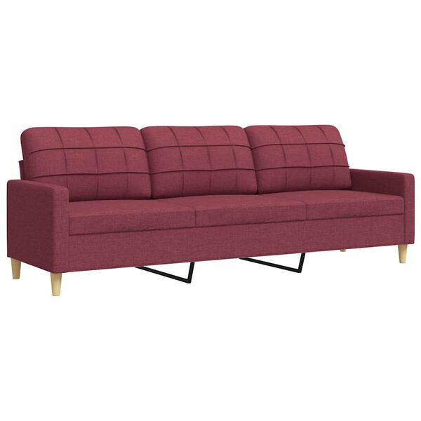 vidaXL Canap&eacute; &agrave; 3 places Rouge bordeaux 210 cm Tissu