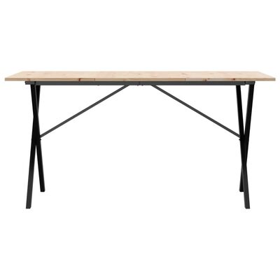 vidaXL Table à manger cadre en X 140x80x75 cm bois de pin massif fonte