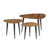 vidaXL Tables basses 3 pcs Bois d'acacia massif
