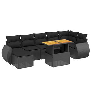 vidaXL Salon de jardin avec coussins 5 pcs beige r&eacute;sine tress&eacute;e acacia