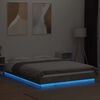 vidaXL Cadre de lit et lumi&egrave;res LED sans matelas gris b&eacute;ton 135x190 cm