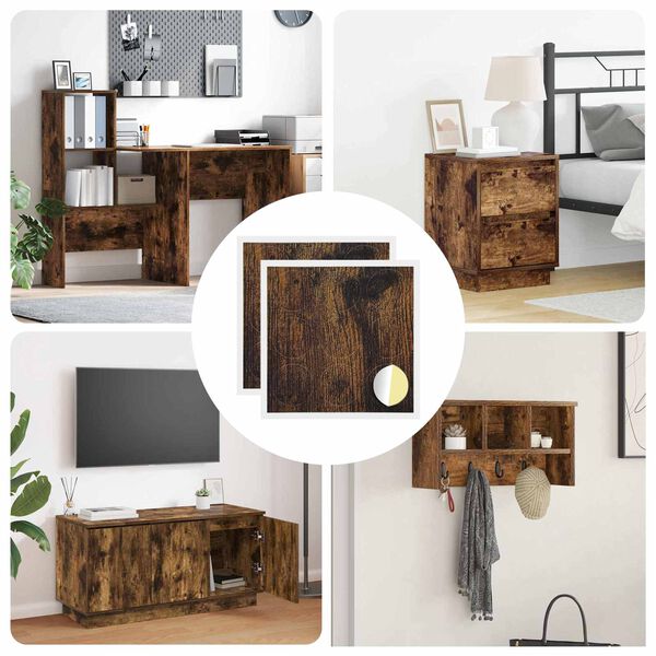 vidaXL Couverture de vis auto-adh&eacute;sive 2 pcs Ch&ecirc;ne fum&eacute; &Oslash; 20 x 0,5 mm