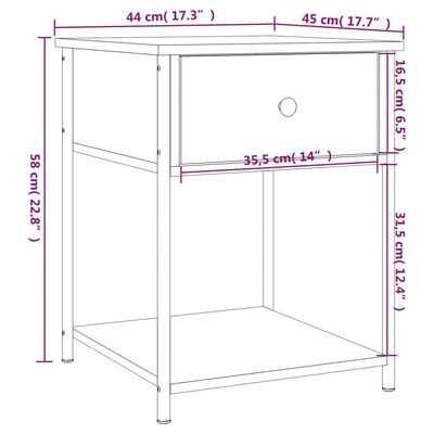 vidaXL Tables de chevet 2 pcs sonoma gris 44x45x58 cm bois ingénierie