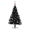 vidaXL Sapin de No&euml;l artificiel pr&eacute;-&eacute;clair&eacute; Noir 150 cm PVC