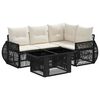 vidaXL Ensemble de canap&eacute; de jardin 5 pc Noir et blanc cr&egrave;me polyrotin