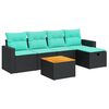 vidaXL Salon de jardin 6 pcs avec coussins noir r&eacute;sine tress&eacute;e