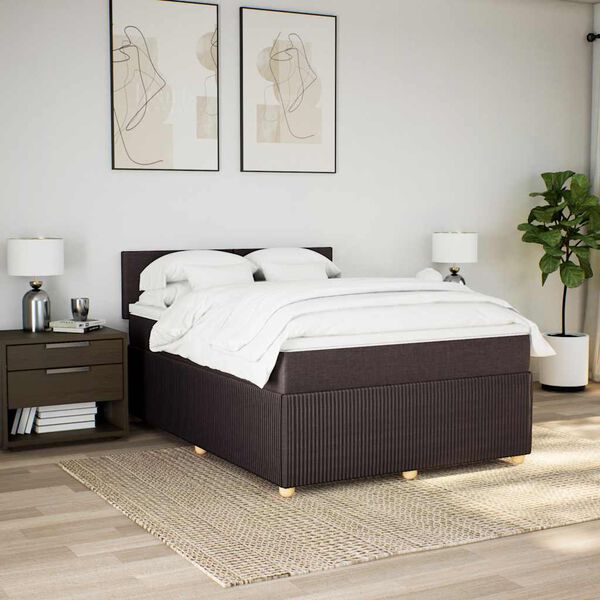 vidaXL Sommier &agrave; lattes de lit avec matelas Marron fonc&eacute; 140x190 cm