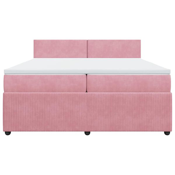 vidaXL Sommier &agrave; lattes de lit avec matelas Rose 200x200 cm Velours