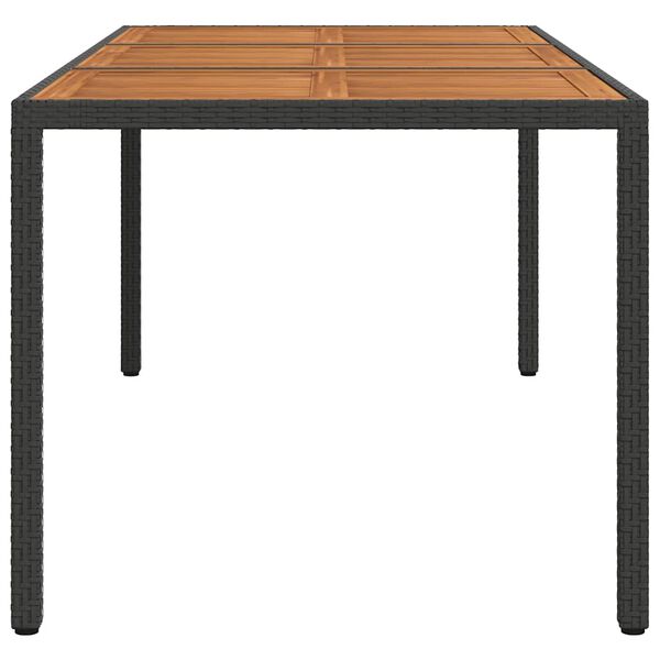 vidaXL Table de jardin 190x90x75 cm Résine tressée et bois acacia Noir