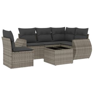 vidaXL Salon de jardin 6 pcs avec coussins gris r&eacute;sine tress&eacute;e