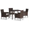 vidaXL Ensemble &agrave; manger de jardin 5 pcs et coussins marron poly rotin