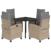 vidaXL Ensemble &agrave; manger de jardin coussins 5 pcs m&eacute;lange beige rotin