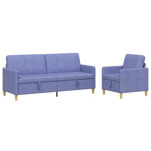 vidaXL Canap&eacute; avec rangement 2 pc Bleu denim Polyester