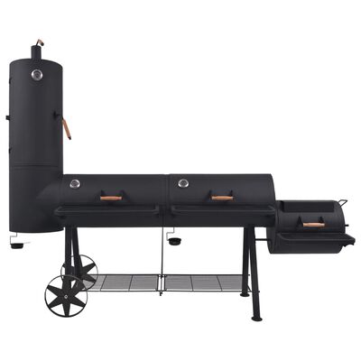 vidaXL Barbecue au charbon de bois avec étagère inférieure Noir XXXL