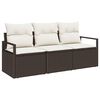 vidaXL Ensemble de canap&eacute; de jardin 3 pc Marron et blanc polyrotin