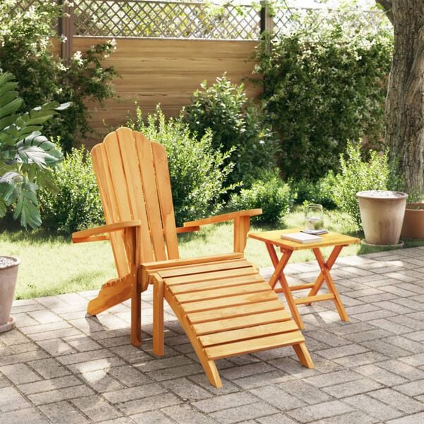 vidaXL Chaise de jardin Adirondack et repose-pieds bois de teck solide