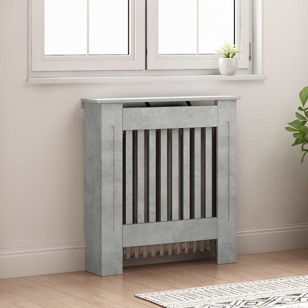 vidaXL Cache-Radiateur Gris b&eacute;ton 78 x 19 x 81,5 cm Bois d'ing&eacute;nierie