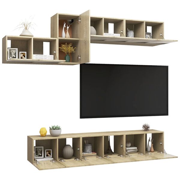 vidaXL Ensemble de meubles TV 7 pcs Ch&ecirc;ne sonoma Bois d'ing&eacute;nierie